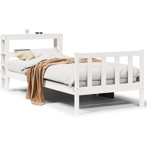 vidaXL Posteljni okvir brez vzmetnice bel 90x200 cm trdna borovina Cene