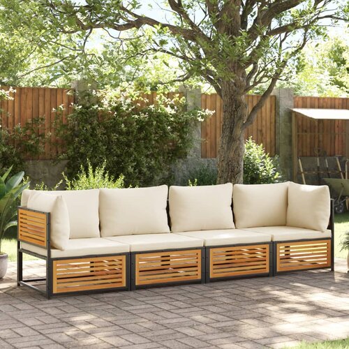 VidaXL 4-dijelni set vrtnih sofa s jastucima masivno bagremovo drvo Slike