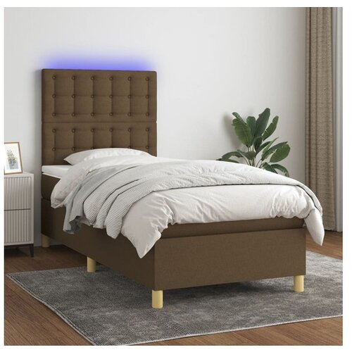 vidaXL Krevet box spring s madracem LED tamnosmeđi 90x190 cm tkanina Cijene
