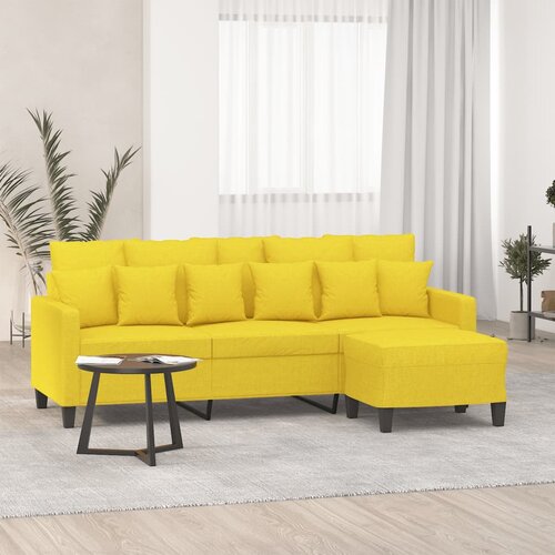 Trosjed s tabureom svjetložuti 180 cm od tkanine Cene