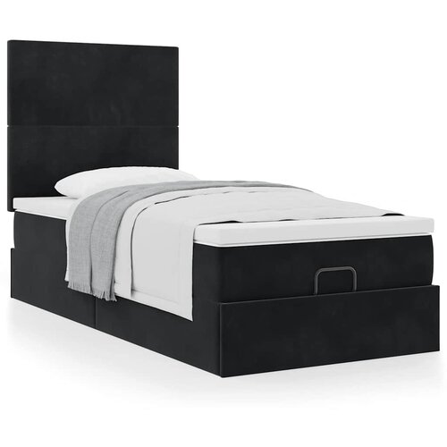 VidaXL Otomanski posteljni okvir z vzmetnicami črn 90x190cm žamet Slike