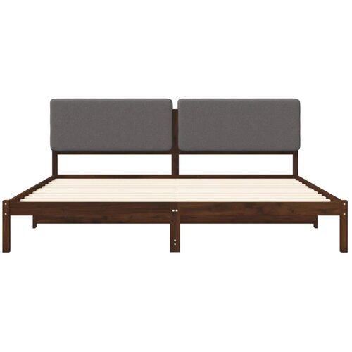  Krevetni okvir s tapiciranim uzglavljem - Tamnosmeđa i svjetlosiva 200 x 200 cm Slike