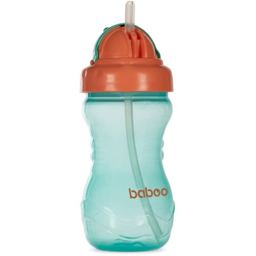 Baboo Cup with Silicone Straw steklenička s slamico Green, 9m+ 360 ml Slike