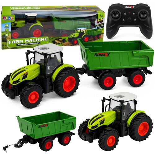  Remote Controlled RC Agricultural Tractor with Tipper Trailer and Lights 1:24 Cene