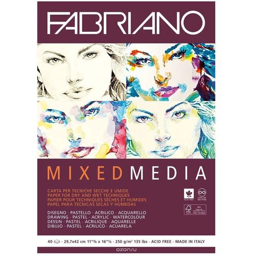 No Statovac Mixed media, blok, A3, 250gr, 40 lista, Fabriano Slike