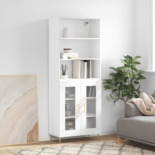 vidaXL Visoka omara bela 69,5x34x180 cm inženirski les Cene