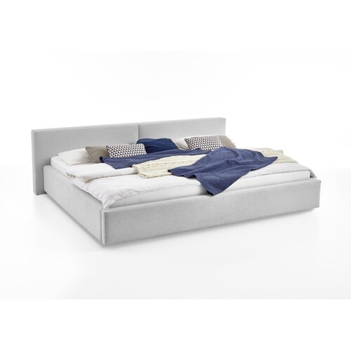 Meise Möbel Sivi tapecirani bračni krevet s prostorom za odlaganje s podnicom 200x240 cm Cube – Cene