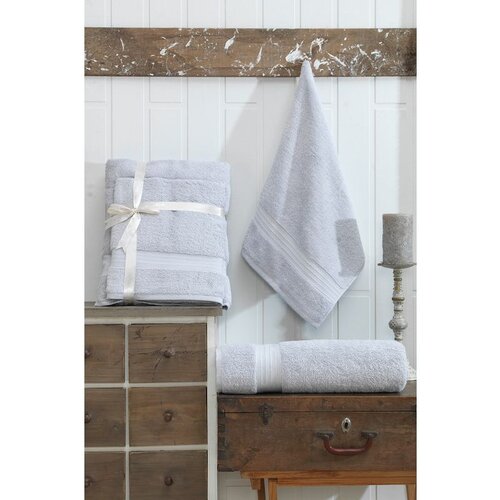 DS light grey light grey towel set (2 pieces) Cene