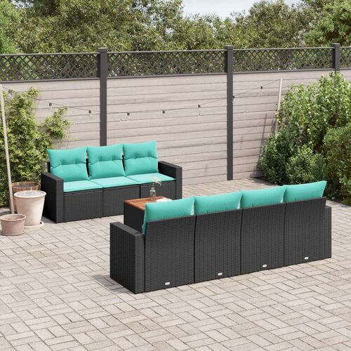  Vrtna garnitura - 8-dijelni set vrtnih sofa od poliratana s jastucima crni - Crna 1 Cijene