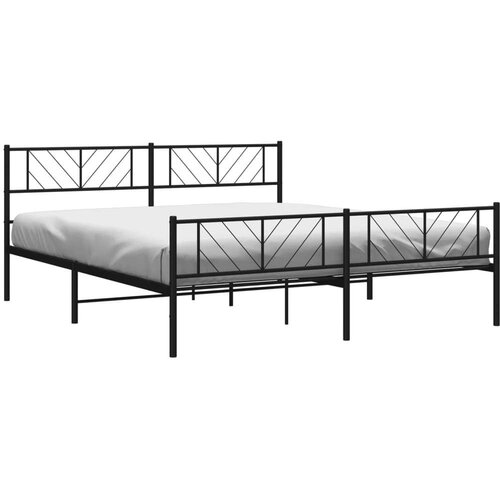 VidaXL Metalni okvir kreveta uzglavlje i podnožje crni 193x203 cm Slike