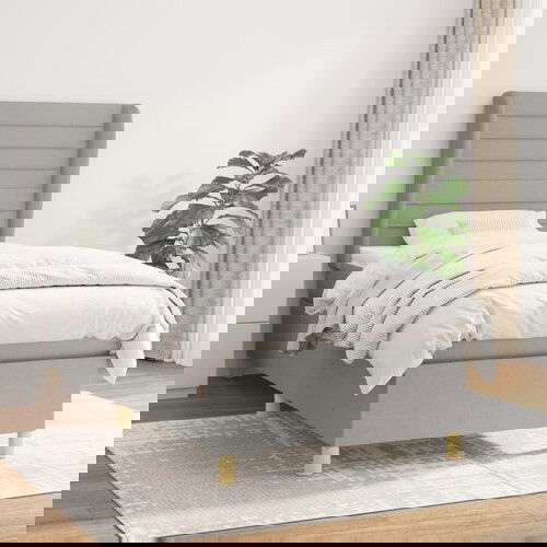 The Living Store Box spring postelja z vzmetnico svetlo siva 80x200 cm blago - Box Spring Postelja, (21520495) Slike