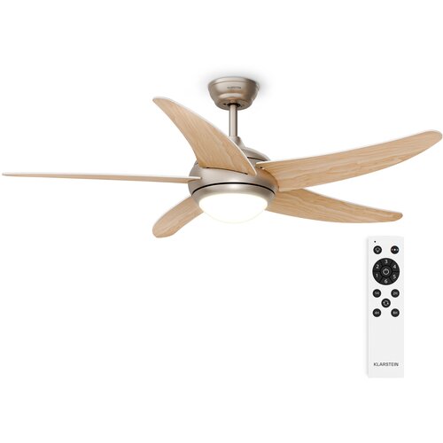 Klarstein Bolero stropni ventilator z lučjo | 132 cm | 35 W | Tiho delovanje | Les Cene