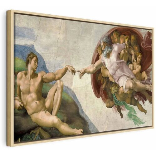  Slika - Michelangelo – The Creation of Adam II 90x60 U prirodnom drvenom okviru Cene