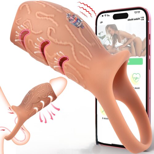 SuperLove Realistic Vibrating Penis Sleeve with App Skin Cene