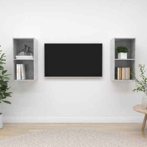 VidaXL Stenske TV omarice 2 kosa betonsko siva iverna plo&amp;scaron;ča, (20732470) Slike