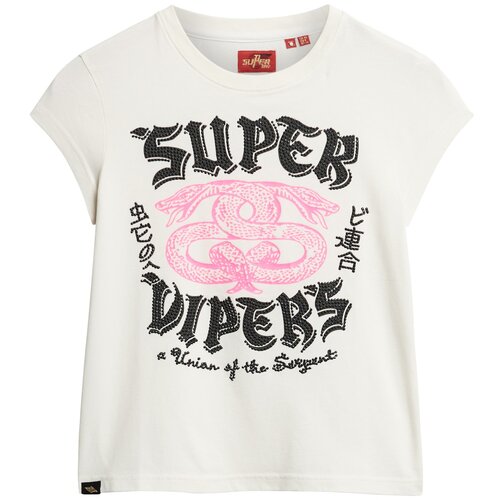 Superdry Majica ecru / svetlo roza / črna Cene