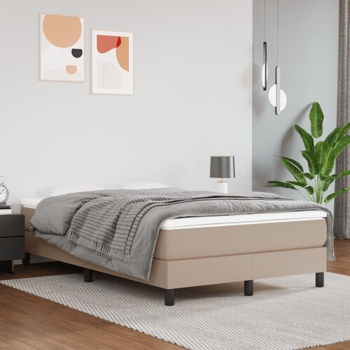 vidaXL Vzmetnica z žepkasto vzmetjo kapučino 120x200x20 cm um. usnje Cene