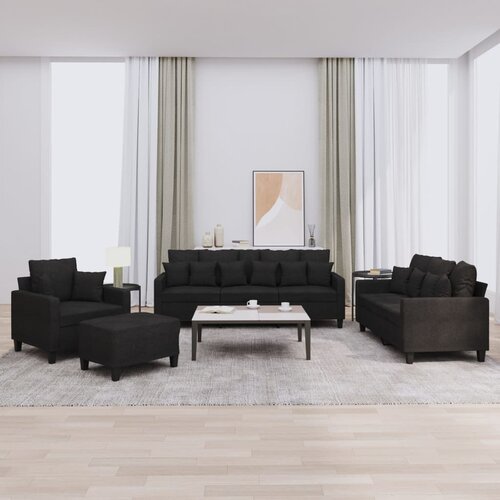 VidaXL 4-dijelni set sofa s jastucima crni od tkanine Slike