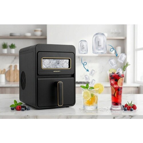 Berdsen BD-421 ledomat 112 W &amp;ndash; 12 kg/24 h, posoda 1,1 L, 2 velikosti leda, AutoClean, črna Slike