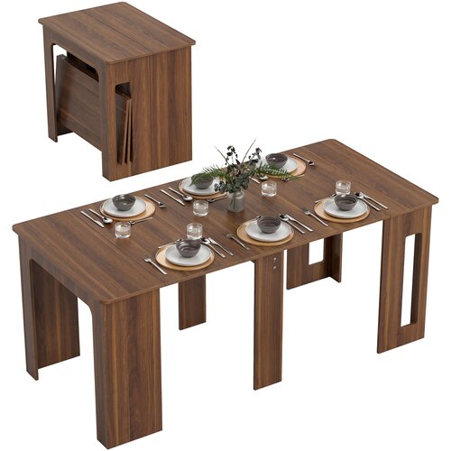 HOMCOM Jedilna miza iverna plo&scaron;ča, jeklo 180D x 85&Scaron; x 75V cm rjava, (5000242589) Cene
