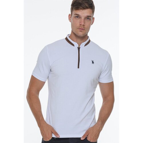 Dewberry T8571 ZIPPER MEN'S T-SHIRT-WHITE OPTICAL Slike