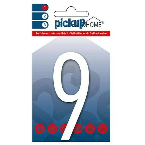 Home 3D Kućni broj Oslo (Visina: 9 cm, Motiv: 9, Bijele boje, Plastika, Samoljepljivo)