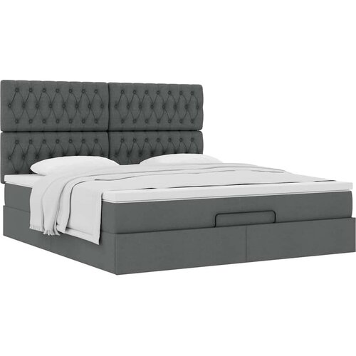VidaXL Otomanski krevet s madracem tamnosivi 160x200cm od tkanine Slike