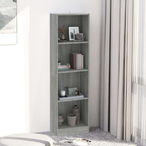 vidaXL Knjižna omara 4-nadstropna siva sonoma 40x24x143 cm inžen. les Cene
