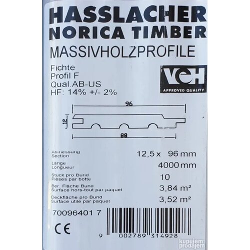 Hasslacher Lamperija 12,5x96x4000 smreka AB-US 3,84m2 Slike