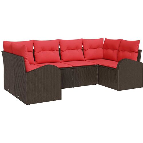  Sjedeća garnitura za vrt 6 kom. Smeđa i crvena poliratan 234 x 124 x 85 cm Slike