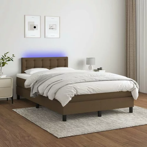  Box spring postelja z vzmetnico LED tem. rjava 120x200 cm blago, (20725290)