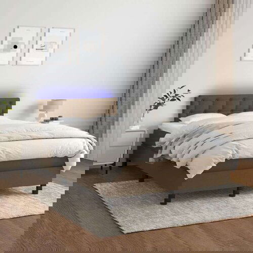  Krevet box spring s madracem LED tamnosmeđi 120x200 cm tkanina Cene