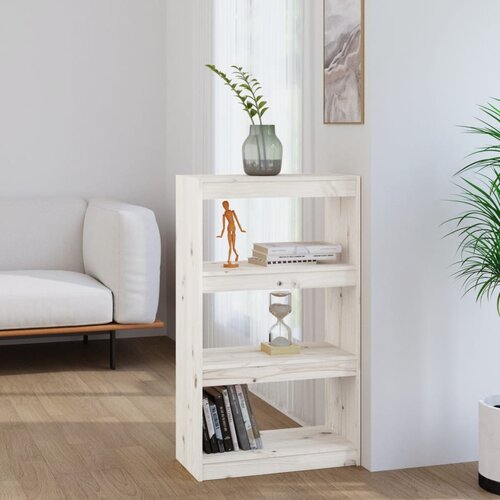 VidaXL knjižna omara/pregrada bela 60x30x103,5 cm trdna borovina Slike