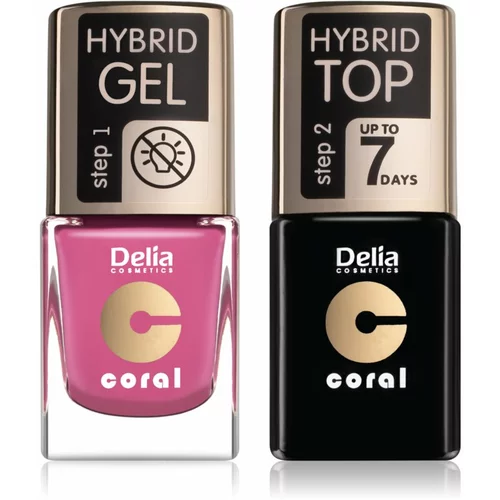 Delia Cosmetics Coral Nail Enamel Hybrid Gel set odstín 05 za žene