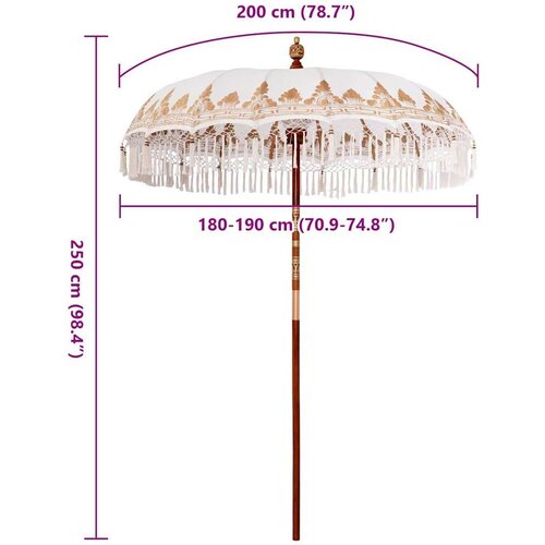 VidaXL Suncobran Krem 180-190 cm Pamuk &amp;amp; Drvo &amp;amp; Bambus Slike