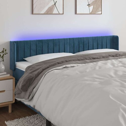  Posteljno vzglavje temno modro 203x16x78/88 cm žamet, (20932875) Slike