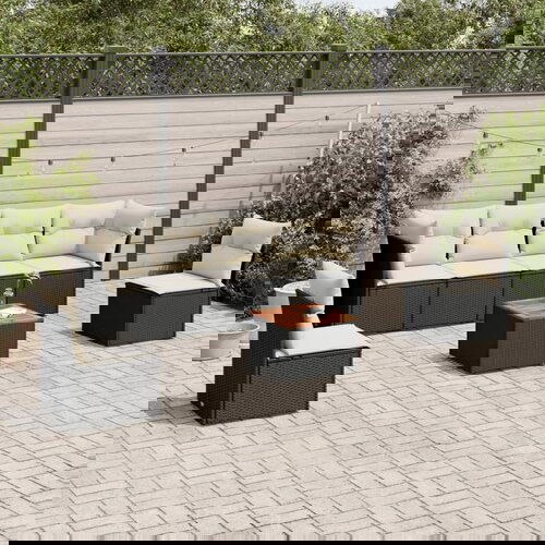 VidaXL 7-dijelni set vrtnih sofa od poliratana s jastucima crni Slike