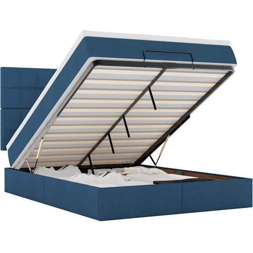 Maison Chic Otomanska Posteljni okvir - Dvoposteljna postelja - Zakonska postelja z vzmetnico &amp;amp; LEDs modra 140x190 cm-J216, (21776945) Slike