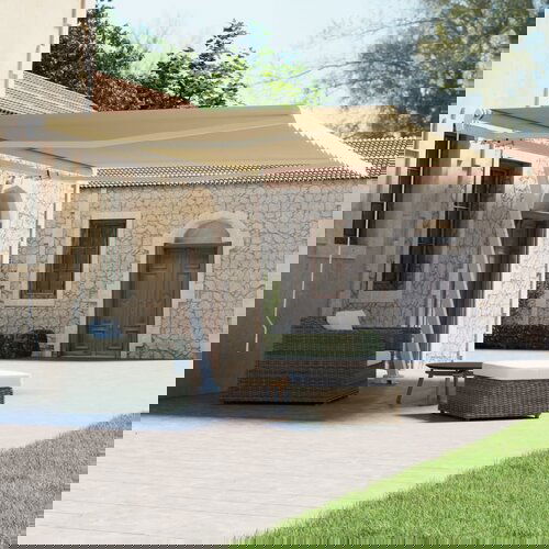vidaXL prostostoječa ročno zložljiva tenda 400x300 cm krem Cene