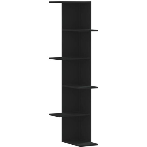  Kutna zidna polica crna 36,5x36,5x140 cm konstruirano drvo Slike