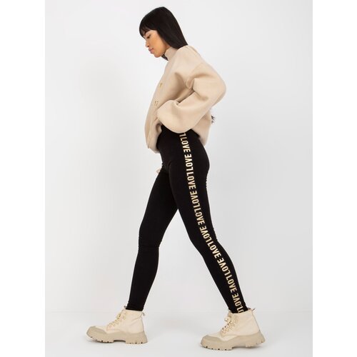 Fashion Hunters Black casual leggings with lettering on the sides Slike