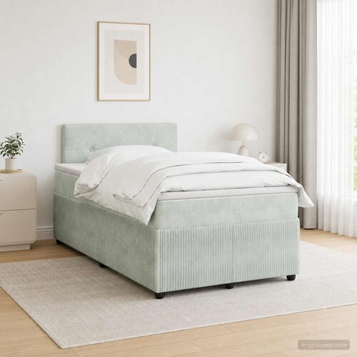 Boxspring krevet s madracem Svjetlosiva 120 x 190 cm Baršun Cene