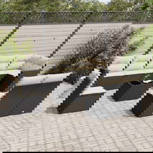 vidaXL 9-dijelni set vrtnih sofa s jastucima crni od poliratana Cijene