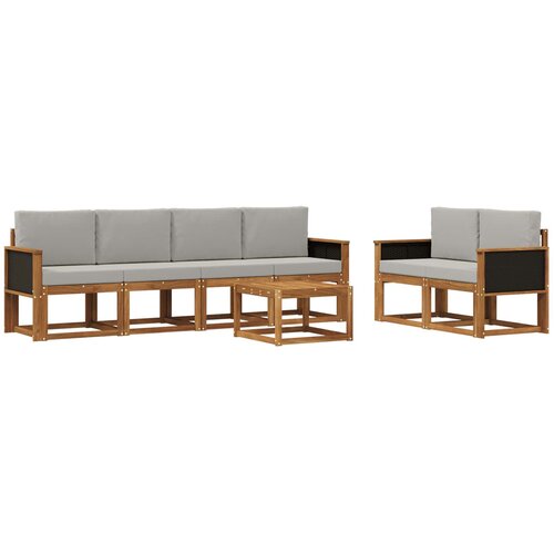 vidaXL Zunanja garnitura za sedenje 6 pcs Naravna in svetlo siva, (5000281181) Cene