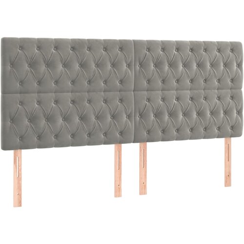 Maison Chic Posteljno vzglavje - Vzglavna omarica 4 kosa svetlo siv 90x7x78/88 cm žamet, (22076985) Cene