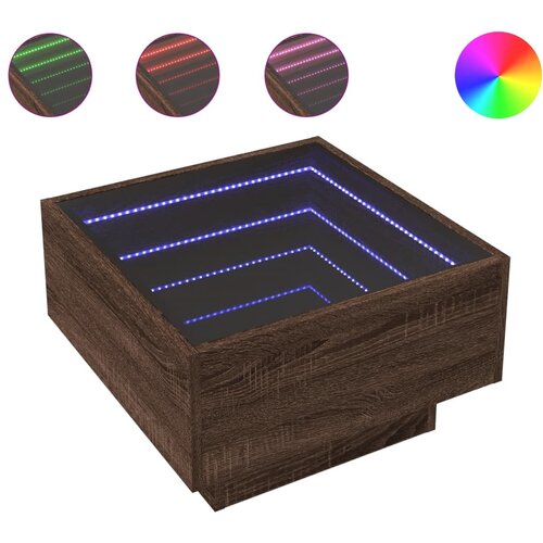 Maison Chic Klubska mizica - kavna mizica - Nizka mizica LED rjavi hrast 50x50x30 cm inženirski les, (21754873) Cene