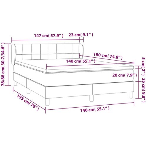  Krevet s oprugama i madracem krem 140 x 190 cm od tkanine Slike