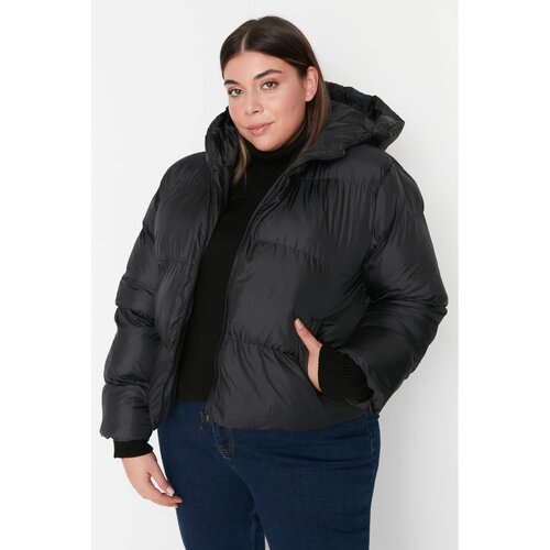 Trendyol Curve Black Hooded Inflatable Coat Slike