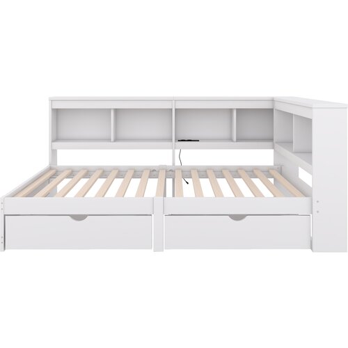 Lumor Postelja klop 90x200 cm - z USB priključki in shranjevanjem - bela, (22155728) Cene