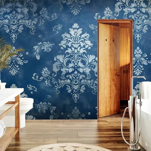  Foto tapeta - Retro Ornament Decorative Motif in Worn Blues 500x350 Vodootporna Slike